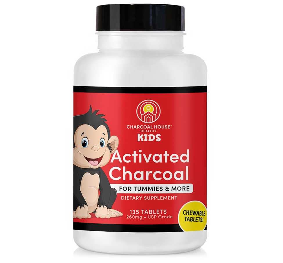 Charcoal House Chewable Activated Charcoal Tablets für Kinder | Natürlich, Vegan, Non-GMO & Gluten Free | für Teeth, Stomach, Gas & Nausea | USP Food Grade | 135 ct.