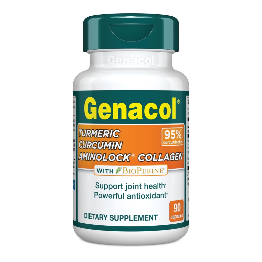 Genacol Turmeric Curcumin, Ultra-Hydrolysed Collagen Peptides Supplement mit Black Pepper Extract (BioPerine), Beruhigen Sie Ihre Gelenke, Enhanced Absorption, 90 Kapseln (30-Day Supply)
