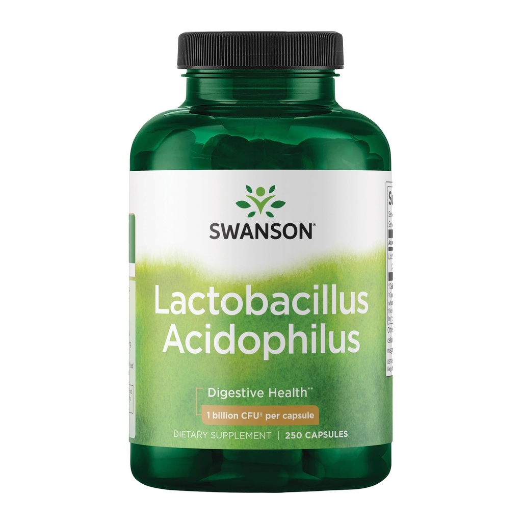 Swanson Lactobacillus Acidophilus Probiotika für Erwachsene, die täglich Verdauungs- und Darmgesundheit mit 1 Milliarde CFU - Säureresistent (250 Kapseln)