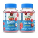 Biotine Lifeable Sans Sucre Enfants + Fibre Préciotique Enfants, Gommies Bundle - Grande dégustation, supplément de vitamine, sans gluten, sans OGM, Gummy à croquer
