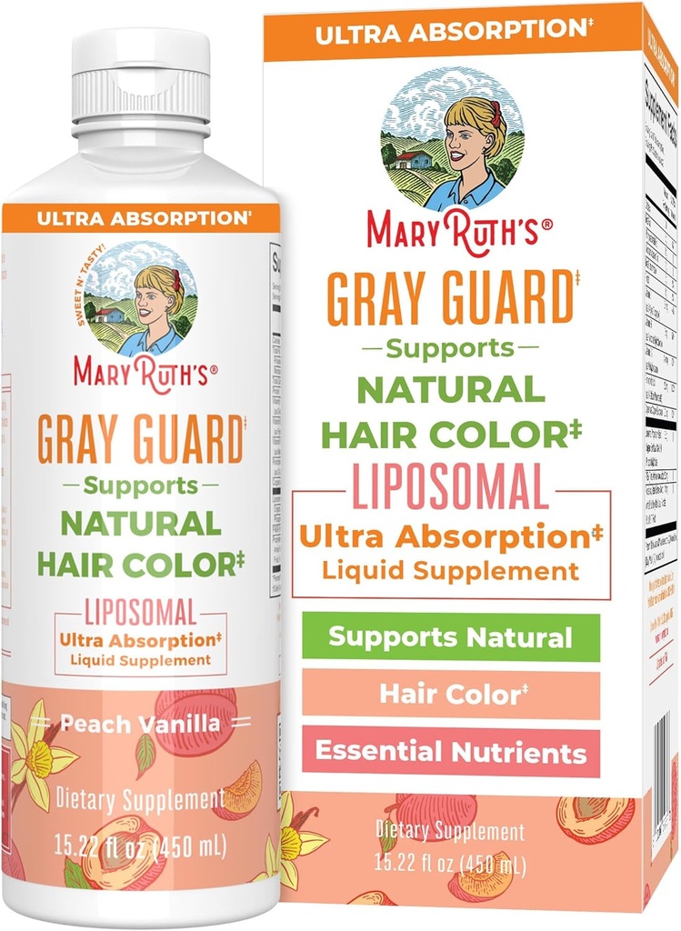 MaryRuth Organics Gray Guard Liposomal, unterstützt natürliche Haarfarbe, mit Kupfer & Pantothensäure, Heilige Basil & traditionelle Kräuter, Vitamin E & Vitamin B für allgemeine Gesundheit, Alter 18+, 15.22 Fl oz