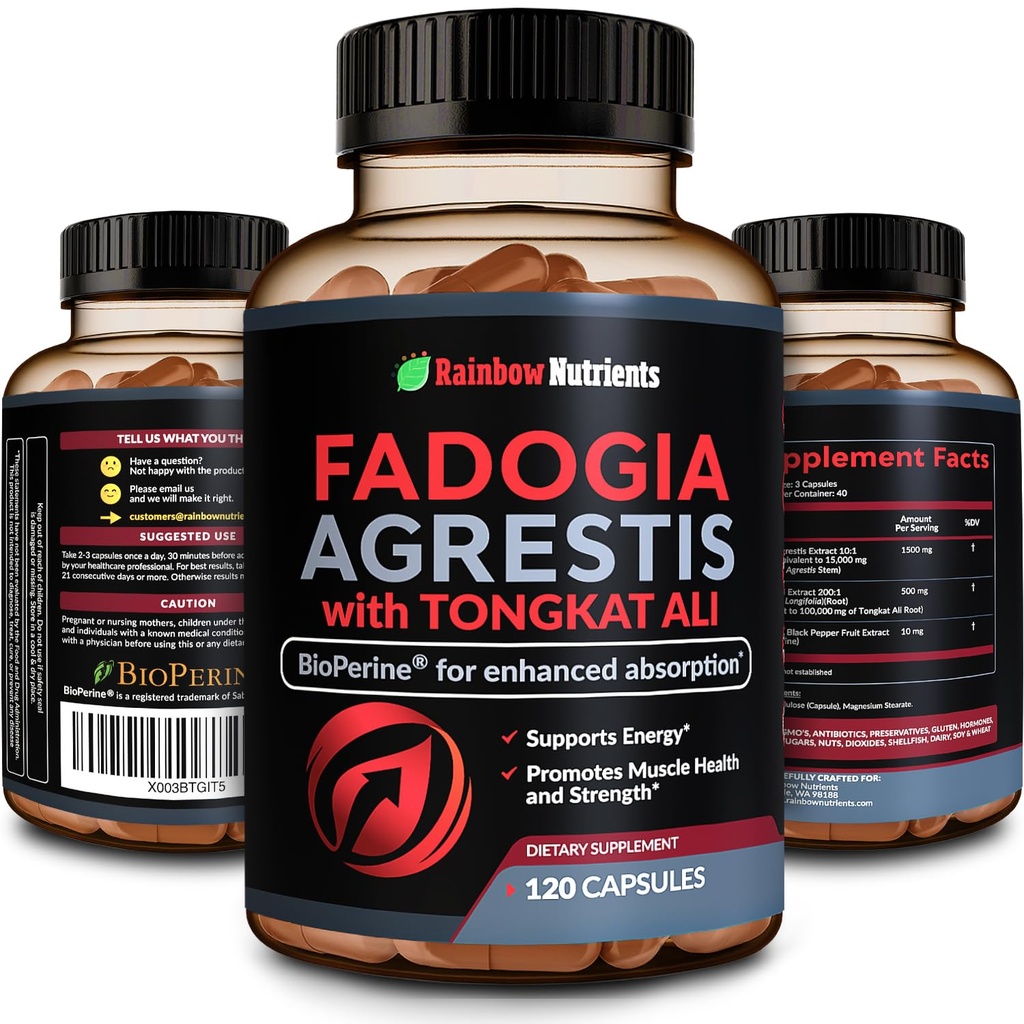 115.000mg Fadogia Agrestis mit Tongkat Ali + BioPerine® [Max Absorption] - Unterstützt Stamina, Stärke, Fokus, Muskel-Gesundheit & Erholung, Drive & Performance - Non-GMO & Made in USA - 120 V Kapseln