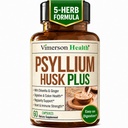 Supplément fibreux avec 1080mg Poudre de Psyllium Husk, Elme de Slippery pour les femmes et les hommes, Racine de gingembre – Pilules de fibre haute pour la régularité, la digestion et la santé de la gueule – Doucement sur l'estomac 60 Psyllium Husk Capsules