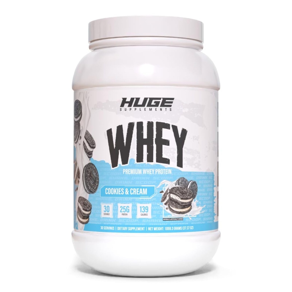 Riesige Whey, Proteinpulver für Muskelaufbau, 25g Protein, 12g EAAs, unterstützt Muskelwachstum, Performance & Recovery (Cookie & Cream, 30 Portionen)