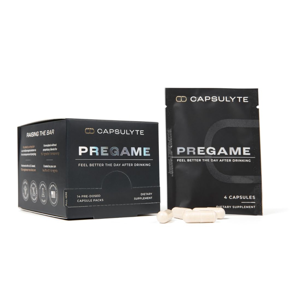Pregame | Verhindern, Gefühle nach Trinken | Alkoholhilfe und Leber Gesundheit | Arzt Formuliert | DHM, N-Acetyl Cystein NAC, Milchdistel | Box von 14 Packungen (56 Kapseln)