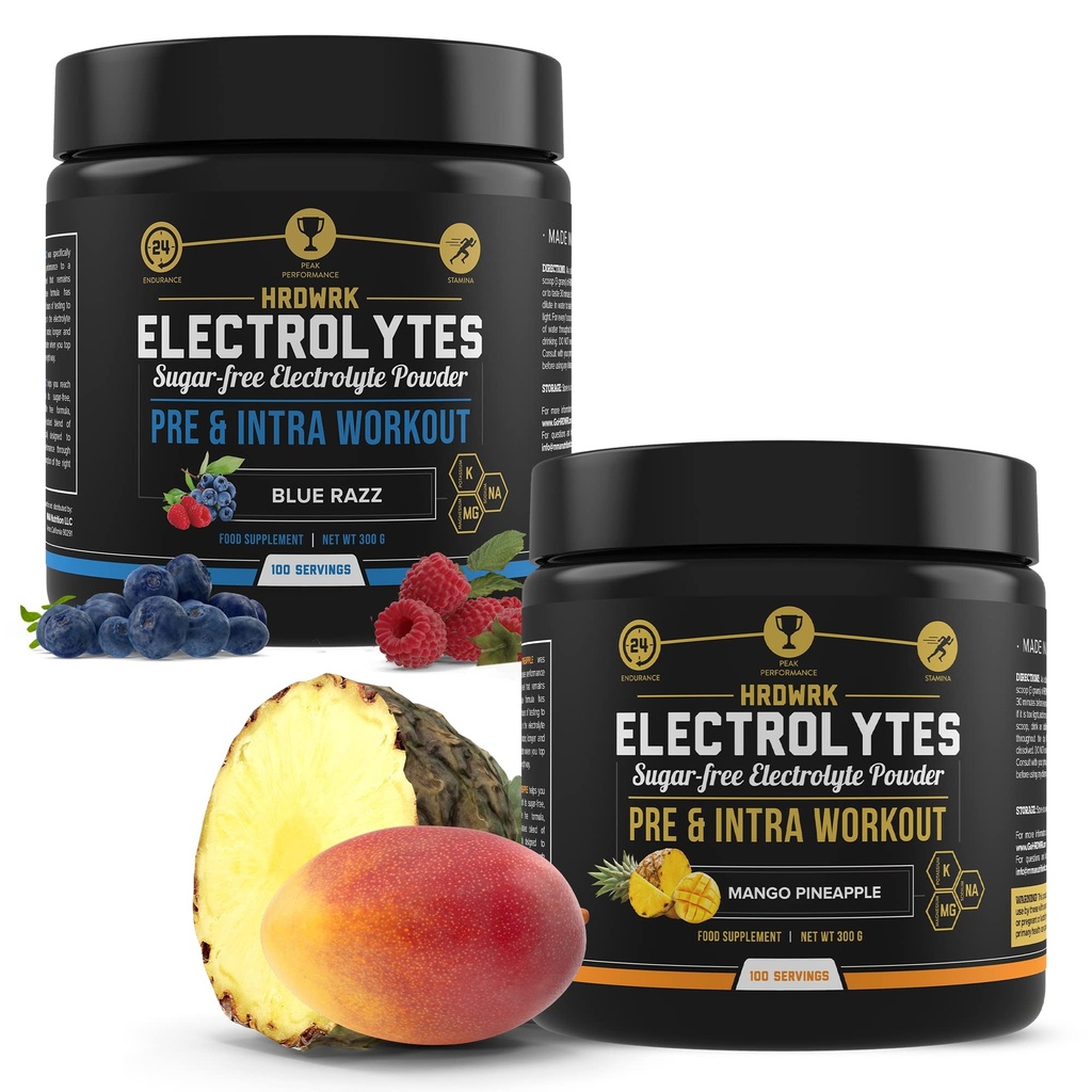 HRDWRK Elektrolyte Pulver mit Magnesium, Kalium - Zucker Freie Elektrolyte erhöhen Ausdauer und reduzieren Fatigue mit dieser Elektrolyt-Ergänzung - maximale Hydration - Keto Friendly