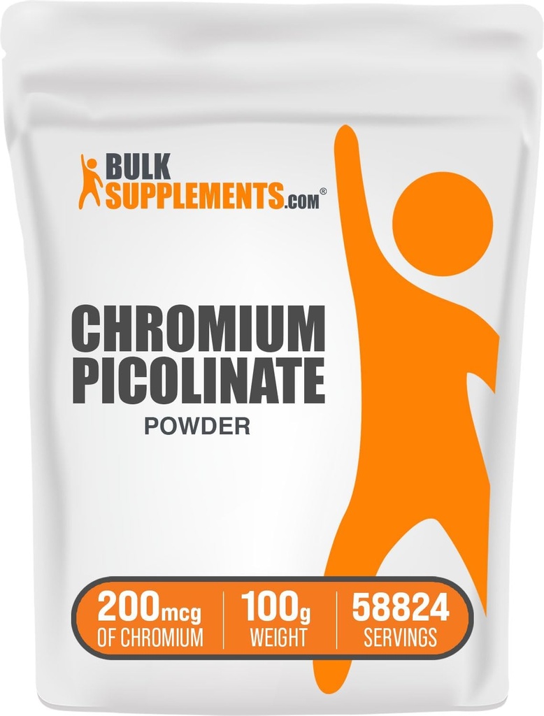BulkSupplements.com Chromium Picolinate 200mcg Pulver - Mineralische Beilagen - Gluten & Hefe frei, 200mcg Chrom pro Servierung, 100g (3,5 oz) (Pack von 1)