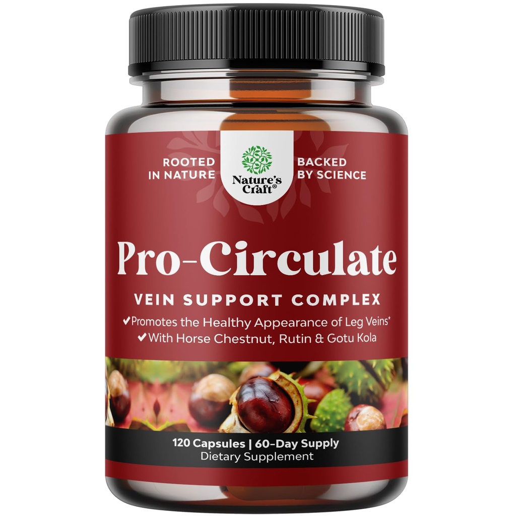 Vein-Unterstützung Ergänzungen Bein und Venen - Vollkörper Zirkulationsergänzung für Spider & Varicose Venen und verbesserten Fluss mit Pferd Chestnut Extract & Flavonoids - Vegan Non-GMO Mini Caps (2 Monate)