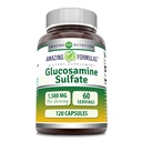 Formules étonnantes Supplément de sulfate de glucosamine $ 1500 Mg par service $ 120 Capsules $ Non-GMO $ Sans gluten $ Fabriqué aux États-Unis