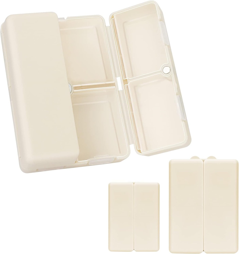 FYY 2 Pcs Daily Pill Organizer, 7 Komponenten Tragbare Pille Fall Reise Pille Organizer,[Folding Design] Pille Box für Geldbeutel, um Vitamine, Kaffee Leberöl, Ergänzungen und Medikamente-Weiß