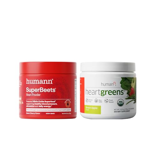 Humann SuperBeets Poudre de cerise noire & Poudres vertes de coeur