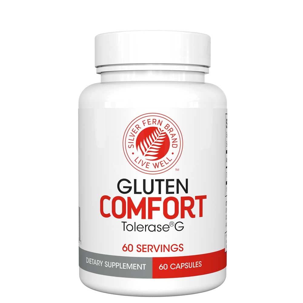 Silber Fern Gluten Comfort mit Tolerase G - 1 Flasche - 60 Kapseln - Verdauungsenzyme speziell zum Abbau und Digest Gluten Protein hergestellt
