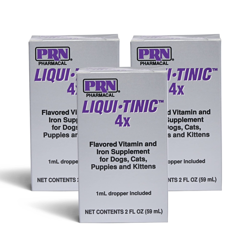 PRN Pharmacal Liqui-Tinic 4X - Eisen & Vitamine Oral Nahrungsergänzungsmittel für Haustiere- Liver-Flavored Ergänzung mit Eisen & B-Komplexe Vitamine zur Unterstützung von Wellness - 2 oz (3 Pack)