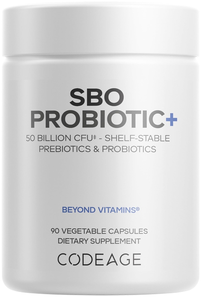 Codeage SBO Probiotiques, 50 milliards d'UFC par portion, mélange d'organismes à base de sol multisouche et mélange botanique fermenté biologique, plateau-stable, 90 capsules