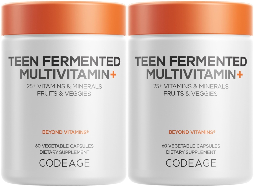 Supplément multivitamines pour adolescents – Vitamines et minéraux quotidiens pour adolescents garçons et filles – Formule alimentaire complète biologique avec oméga-3 et vitamines A à K - 2 paquets