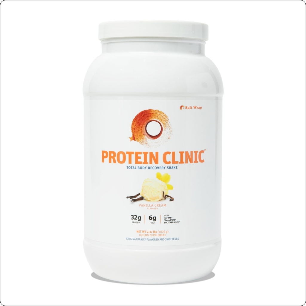 SaltWrap Protein Clinic - Total Body Recovery Shake mit Collagen Peptides, HMB, Tart Cherry Extract, Pea Protein Powder Isolate, Prebiotic Fiber for Joints Natural Muscle Builder & Recovery - Vanilla