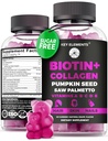 Haare Haut und Nägel 10000mcg Gummie & Collagen Gummies - Biotin Vitamine für Haarwachstum Kürbis Samen Öl, Säge Palmetto Extrakt & Vitamine A B6 C D E - Biotin und Collagen Ergänzungen