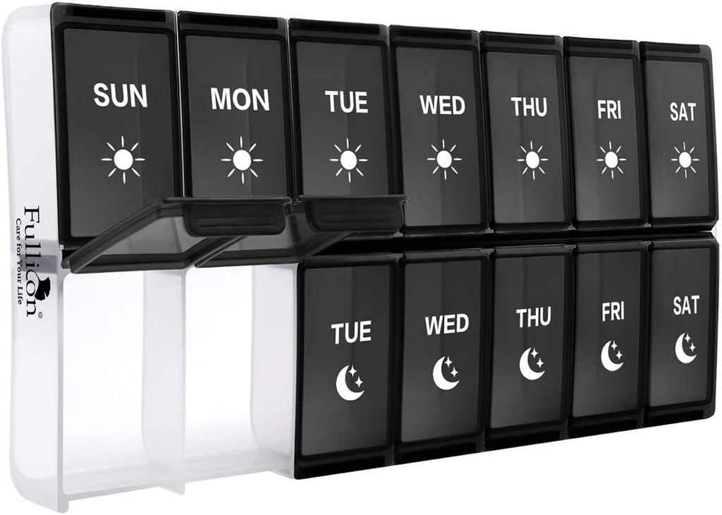 XL Wöchentliche Pille Organizer 2 Mal am Tag, Fullicon Extra große tägliche Pillen Fälle überdimensional AM Pille Box zweimal pro Tag für Vitamin/Fish Oil/Pills/Supplements