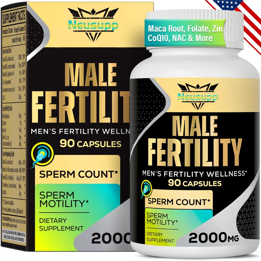 Fertilitätsergänzungsmittel für Männer, männliche Fruchtbarkeitsergänzung - Optimale Spermzahl, Beweglichkeit und Stärke, 2000MG Mens Prenatal Vitamine mit CoQ10 Maca Root, Zink, NAC &Folate für Empfängnis - 90 Kapseln