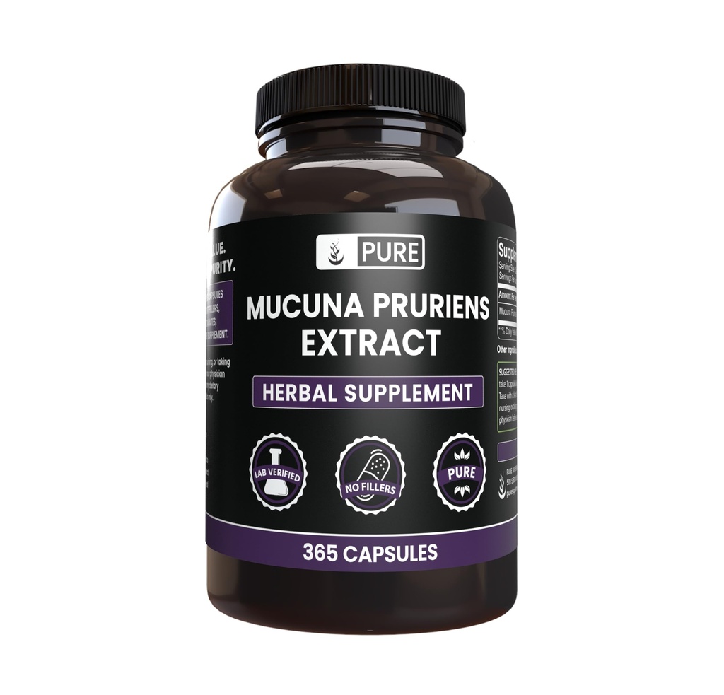 Pure Original Zutaten Mucuna Pruriens (365 Kapseln) Kein Magnesium oder Reisfüller, Immer rein, Lab Verifiziert