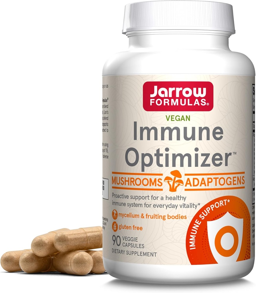 Formules de Jarrow Immune Optimizer avec Cordyceps, Reishi, Lion's Mane, Shiitake, King Trumpet, et Turquie Tail Champignons, complément alimentaire avec extrait d'Andrographis, 90 capsules de légumes, 30 jours d'approvisionnement