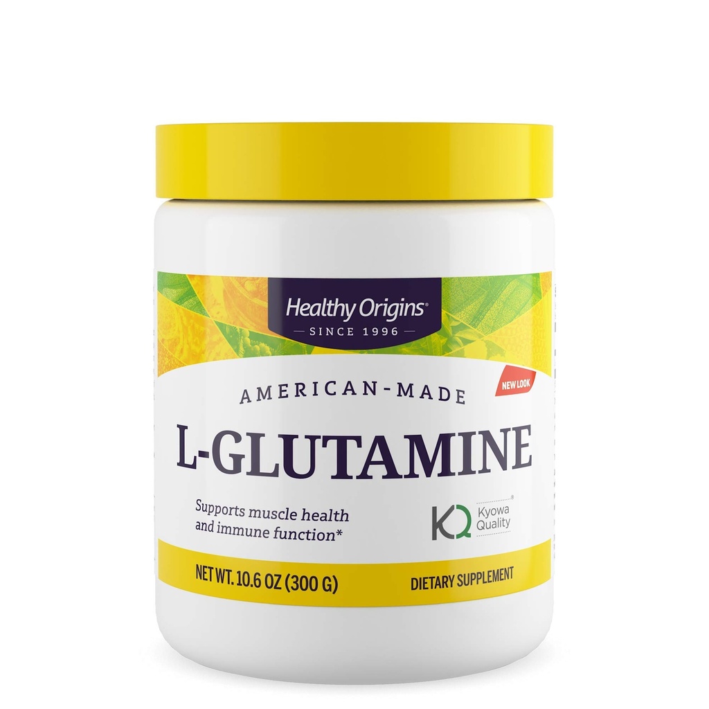 Origines saines L-glutamine (American-made, non-OGM, sans gluten, support musculaire, support immunitaire), 10.6 Ounce