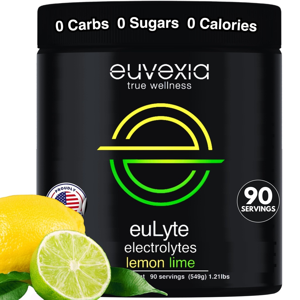 Dr. Ekberg euLyte Instant Hydration Elektrolyte Pulver Zero Sugar Carb Calorie Lemon Lime Drink Mix • 80+ Mineralien Magnesium Kalium Calcium Trace Minerals • Fasting Keto Stevia • 90 Servierungen
