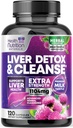 Gentle Liver Cleanse Detox & Repair Formula - Advanced Liver Support Supplement with Silymarin Milk Thistle, Dandelion Root, Artichoke Extract, Turmeric, Choline, & Beetroot - 120 Veggie Capsules