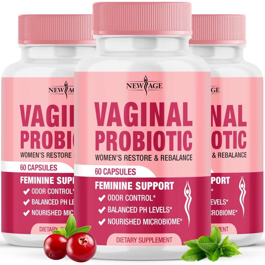 NEU AGE Vaginal Probiotics für Frauen mit Präbiotika, Cranberry Extract und einem Lactobacillus Probiotic Blend, Unterstützt gesunde pH Balance, Odor Control, Vaginal Flora - 180 Kapseln