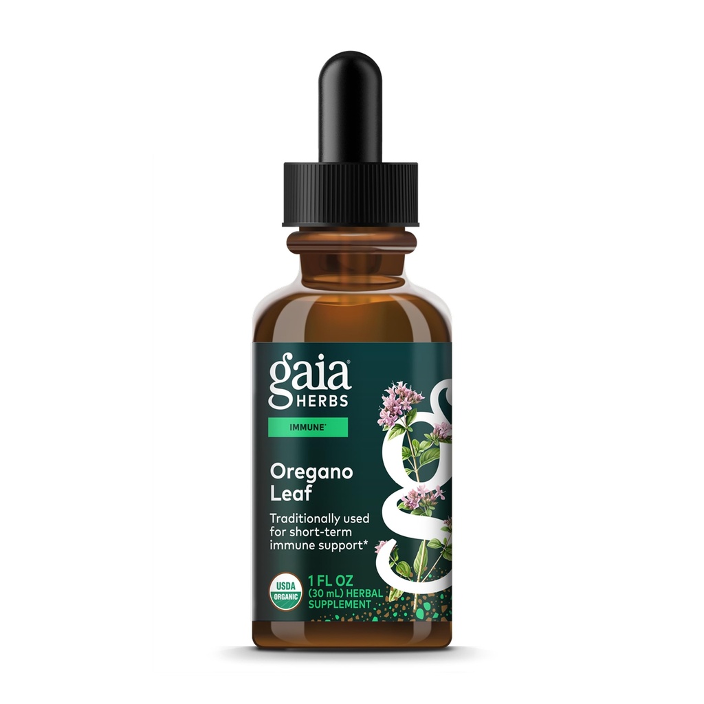 Gaia Kräuter Oregano Blatt - Immununterstützung Kräuterergänzung - mit Oregano Blatt Extrakt - Certified Organic - 1 Fl Oz (23 Servierungen)