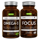 Omega-3 & Vitamin D3 1000iu + Fokus Brain Booster Bundle, Fast-Acting 1-a-Day EPA & DHA rTG Wild Fish Oil + Koffein, L-Theanin, Taurine & L-Tyrosine, B-Vitamine, Zink & Kupfer, von Igennus
