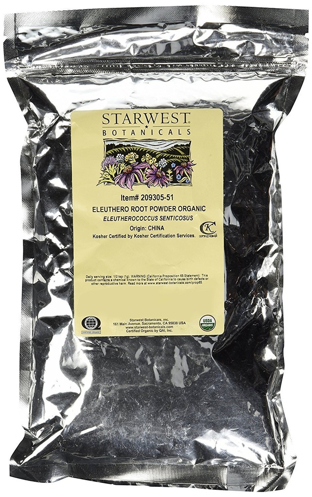 Poudre de racine Eleuthero biologique, 1lb