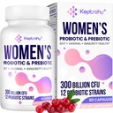 Probiotiques vaginaux pour les femmes - 300 milliards d'UFC 12 souches Probiotiques avec prébiotique, extrait biologique de canneberge Probiotique quotidien pour les femmes vaginales, urinaires, digestives, Gut, santé immunitaire, 60 capsules