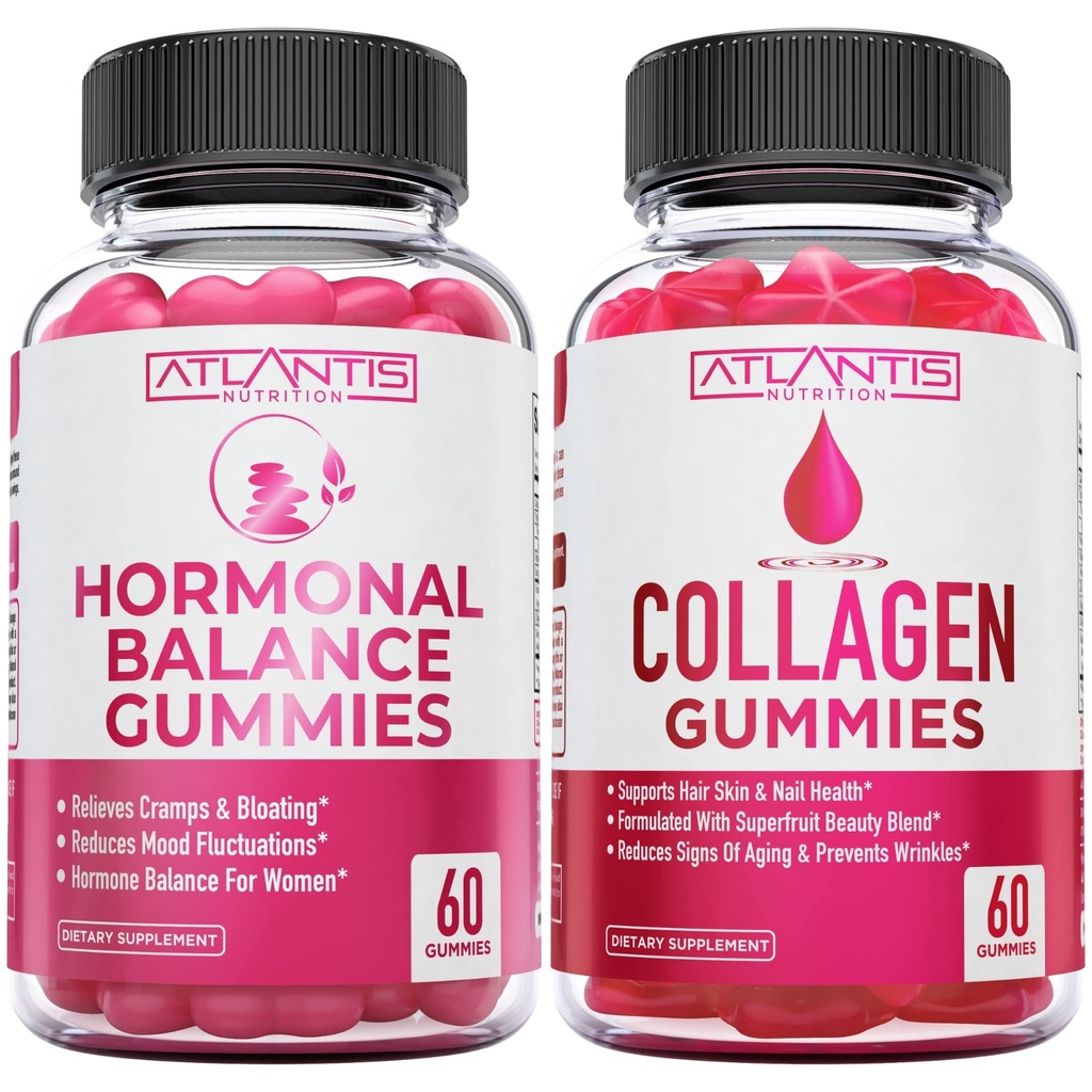 Atlantis Nutrition Balance hormonale SPM Relief 60 Gummies + Collagène 60 Gummies