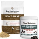 Echte Pilze Lions Mane Powder for Humans (60g) & Mushroom Immune Pet Chews (60ct) - Bundle für Kognition & Immunität - Ashwagandha, Astragalus & More - Vegan, Non-GMO, Gluten-Free, Grain-Free