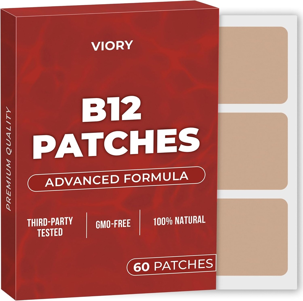 VIORY B12 Patches (Pack mit 60) - 100% Natural Patch für Damen und Herren - Firming, Energy, Focus & Body Support - Erweiterte Formel