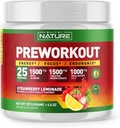 Construit par la nature poudre de pré-entraînement avec Beta Alanine, Créatine Monohydrate, BCAA, L Citrulline, L Arginine et caféine - Limonade de fraise Saveur - 25 portions