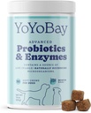Probiotiques pour chiens, probiotiques pour chiens et enzymes digestives, pré et probiotiques Plus de 1 milliard d'UFC, pour la santé Gut et la santé digestive, équilibre des levures, soutien immunitaire, 90 chews doux