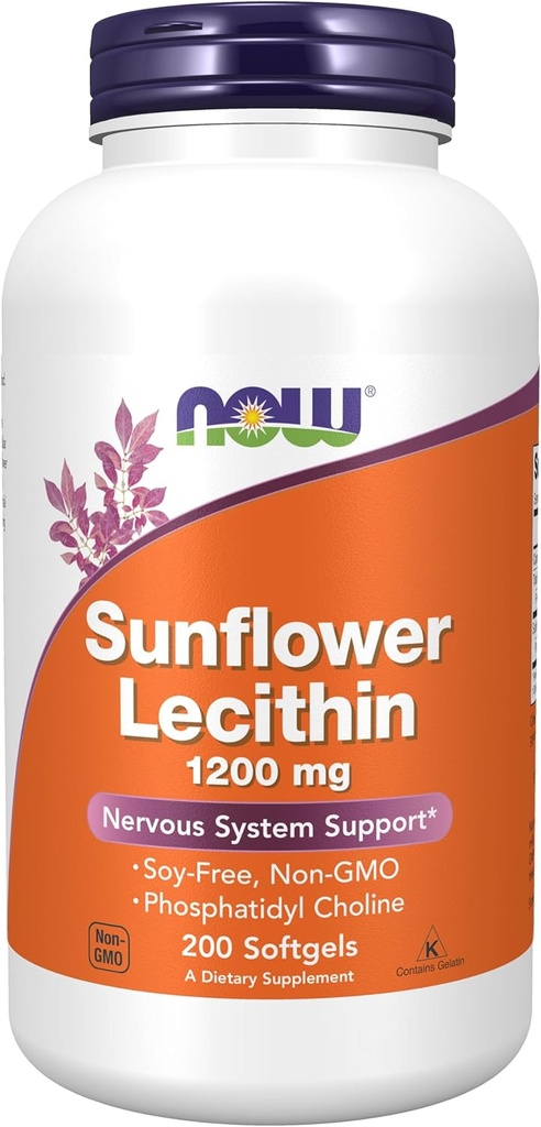 Jetzt Lebensmittel Sonnenblume Lecithin - Phosphatidyl Choline - 1.200 MG (200 Softgels)