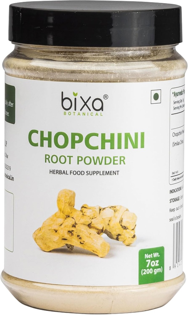 Bixa BOTANICAL Chopchini Root Powder.Smilax Chine 200 Grams / 7 OZ.O Supplément à base de plantes ayurvédiques sans gluten, sans OGM, traité à la vapeur, végétalien, 100% pur.