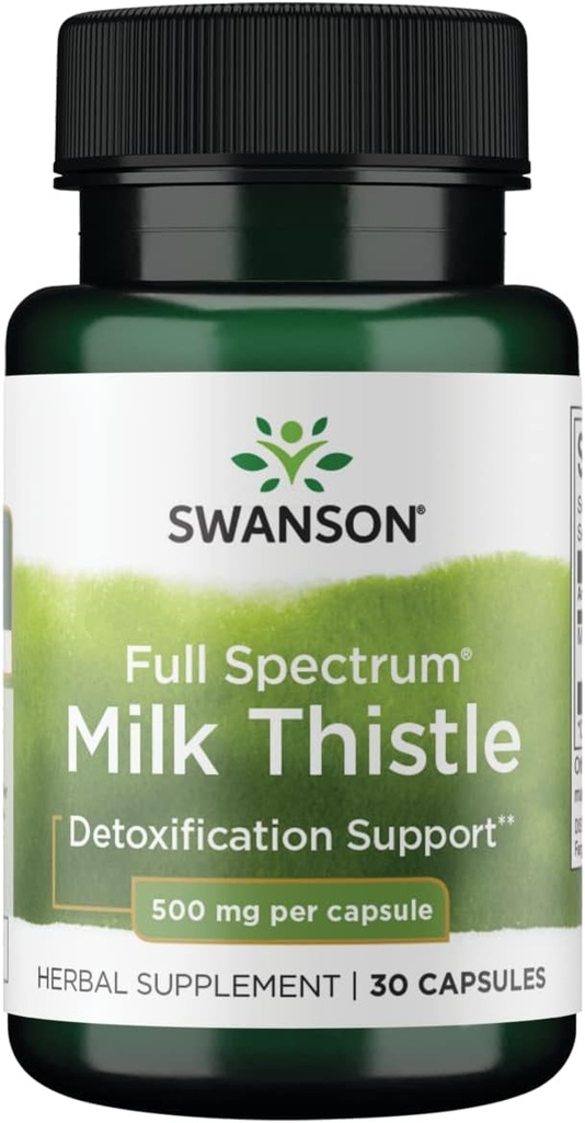 Swanson Chardon Lait Plein spectre 500 Milligrammes 30 Capsules