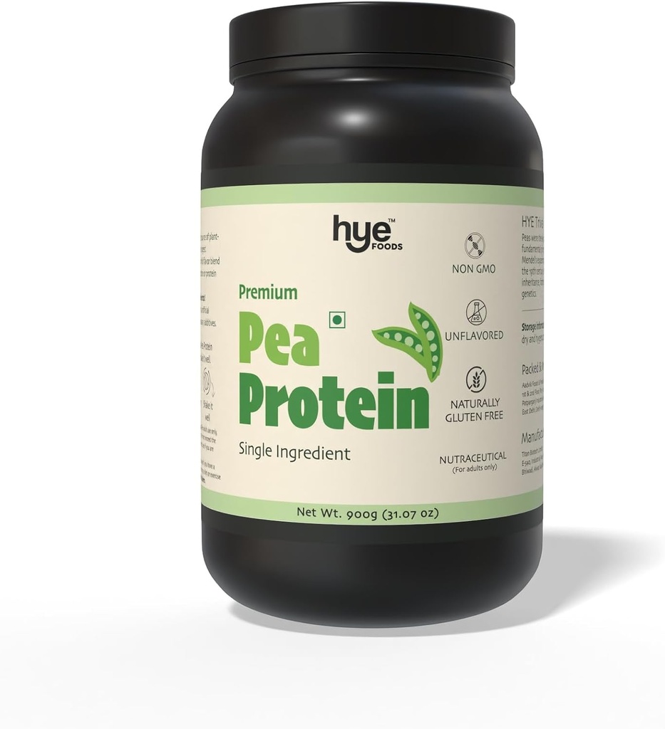HYE FOODS Premium Pea Protein Pulver | 2 lb | Vegan-Pulver | Glutenfrei | Unflavored | Einfach zu digest | 100% Erbsen | 30 Portionen