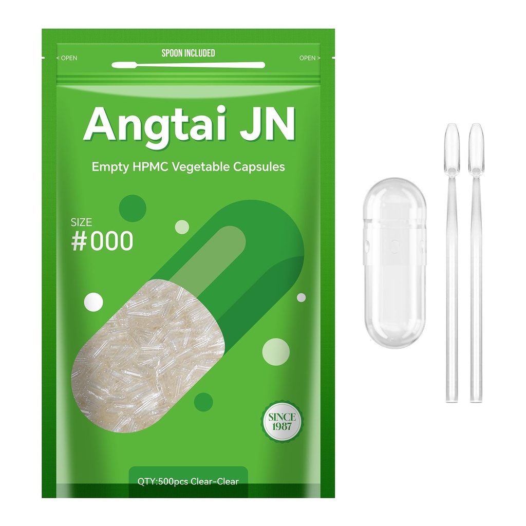 Kapseln Größe 000 Vegan leere Pflanze basiert klar (500 Zähler) Glutenfrei, Non-GMO, Halal zertifizierte Pillen Füllung Kit mit 2 Löffel für Vegetarische DIY Ihre eigenen Ergänzungen