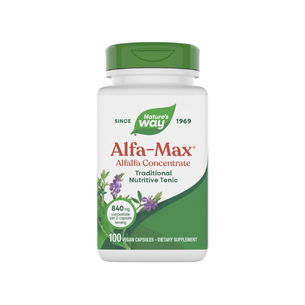Nature's Way Alfa-Max - Alfalfa Supplement - Alfalfa Leaf, Stem & Flower - Gluten Free & Vegan - 100 Kapseln