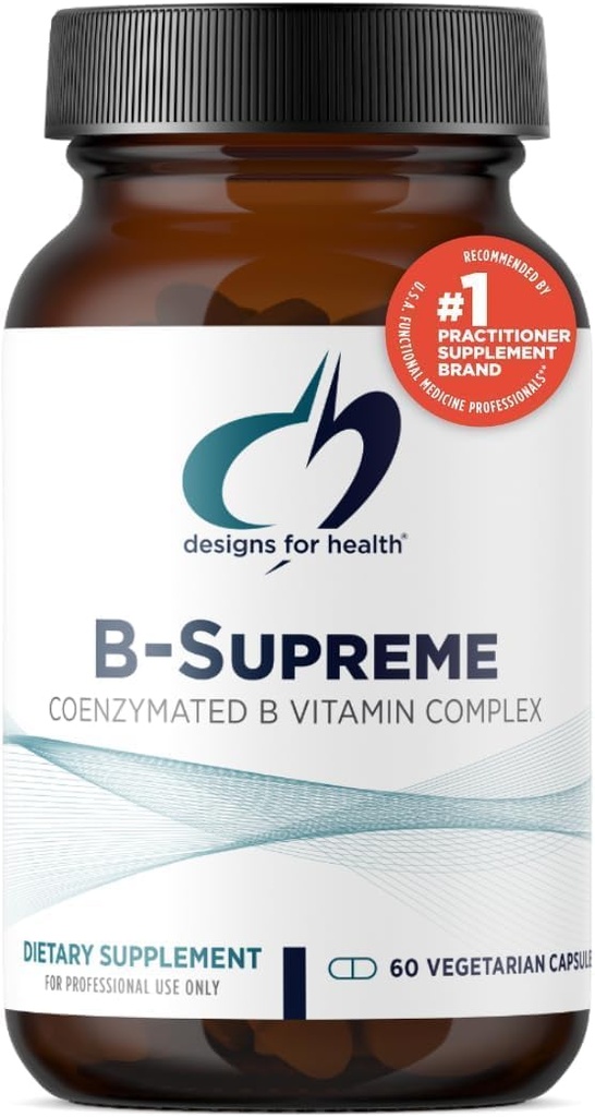 Designs für Gesundheit Methyliertes Vitamin B Complex - Vitamin B Ergänzungen mit B12 Vitaminen, B1, B3, Niacin, B6, Folate & Biotin - Methyliertes Multivitamin für Metabolic + Herzgesundheit (60 Kapseln)