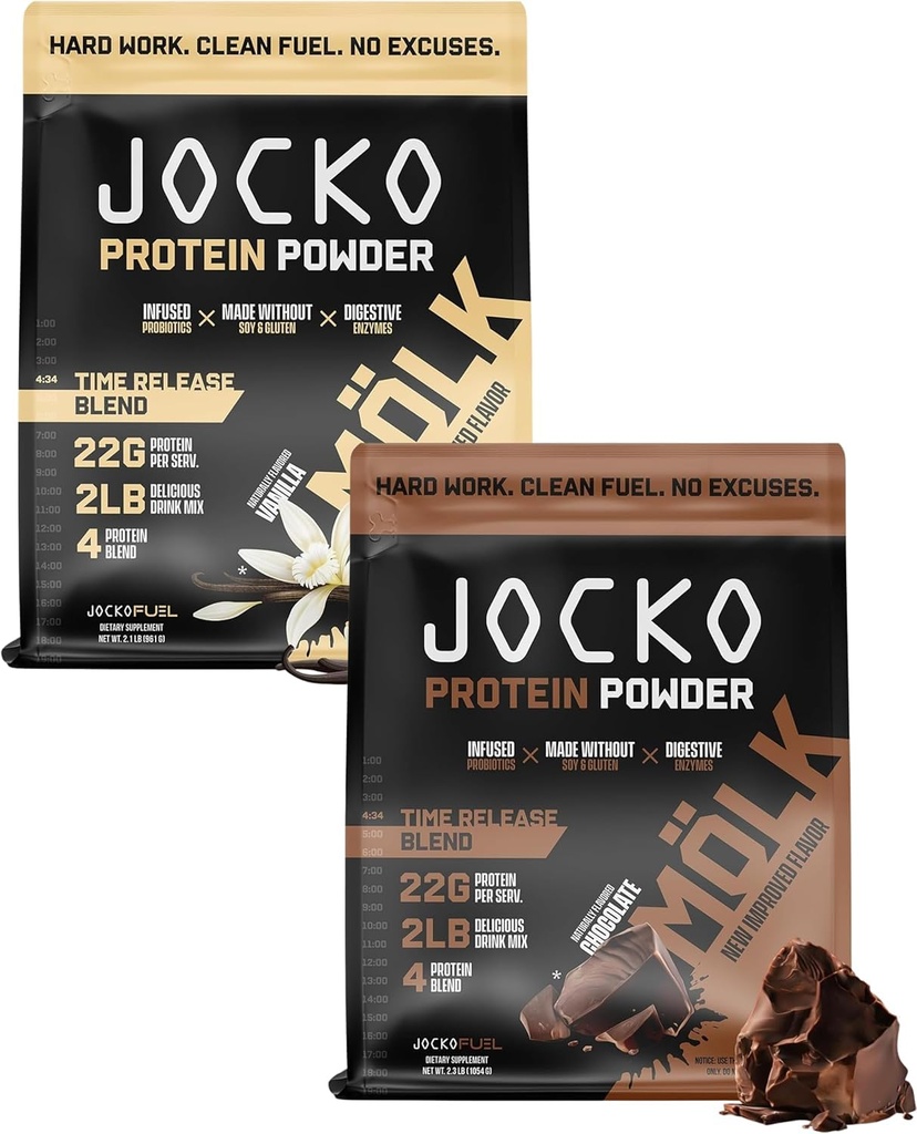 Jocko Fuel Protein 2 Pack Bundle - Jocko Mölk Chocolate + Vanille (2 Flavors) (2lb Jeder)
