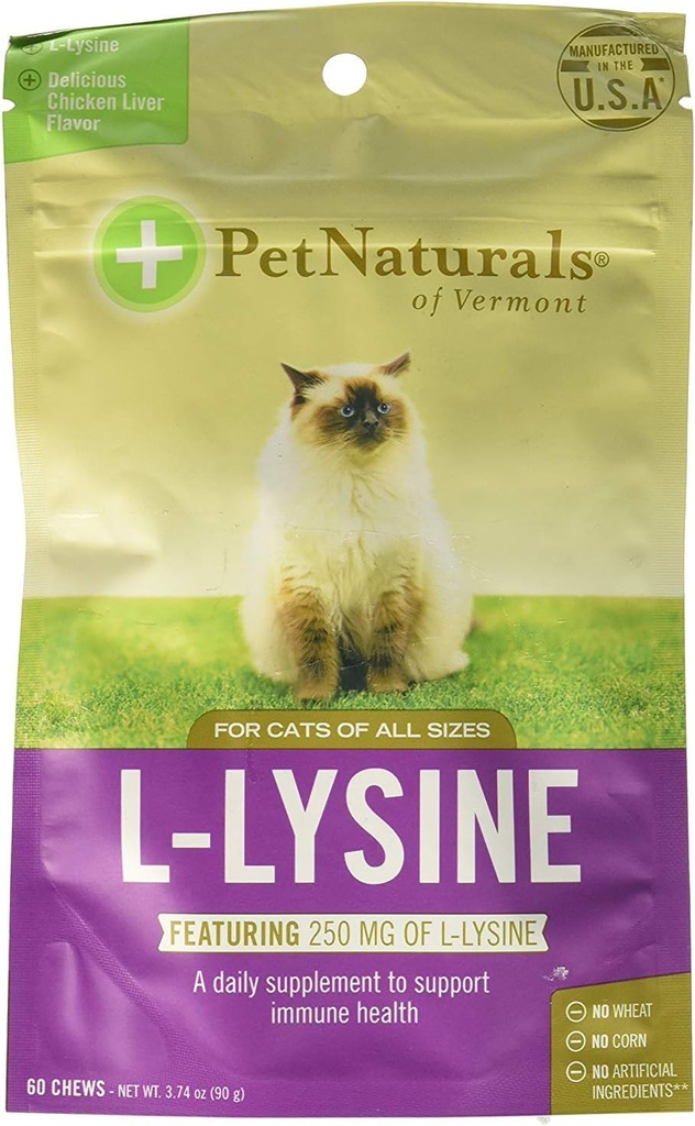 Pet Naturals of Vermont L-Lysine 60 Fun-Shaped Chews für Katzen - 2 Packung