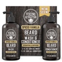 Viking Revolution Bart Wash and Beard Conditioner für Männer mit Argan Öl und Jojoba Öl - Bart Weichmacher und Stärkung Bart Pflege Bart Shampoo und Conditioner mit Bartöl (17oz Spiced Vanilla)
