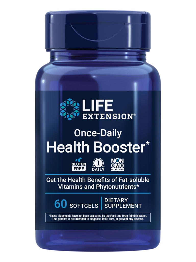 Prolongation de la durée de vie Booster une fois par jour pour la santé - Supplément Vitamines et nutriments pour la santé des corps entiers - Complexe Vitamine K, vitamine E, safran, lutéine et plus - Non-OGM, sans gluten - 60 softgels