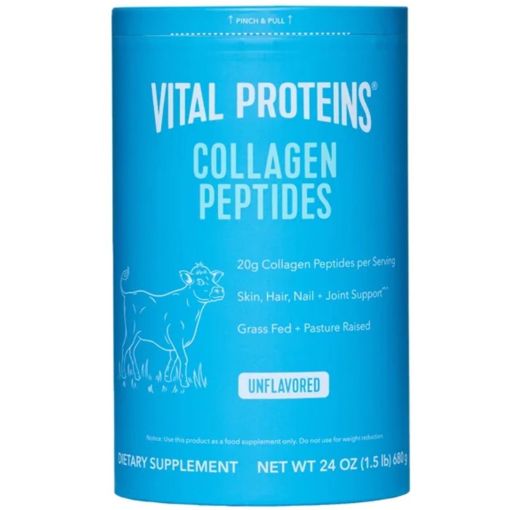 Protéines vitales Alimentation naturelle entière Peptides de collagène - Pâturage élevé, herbacé, paléofriendly, sans gluten, ingrédient unique - 24 once
